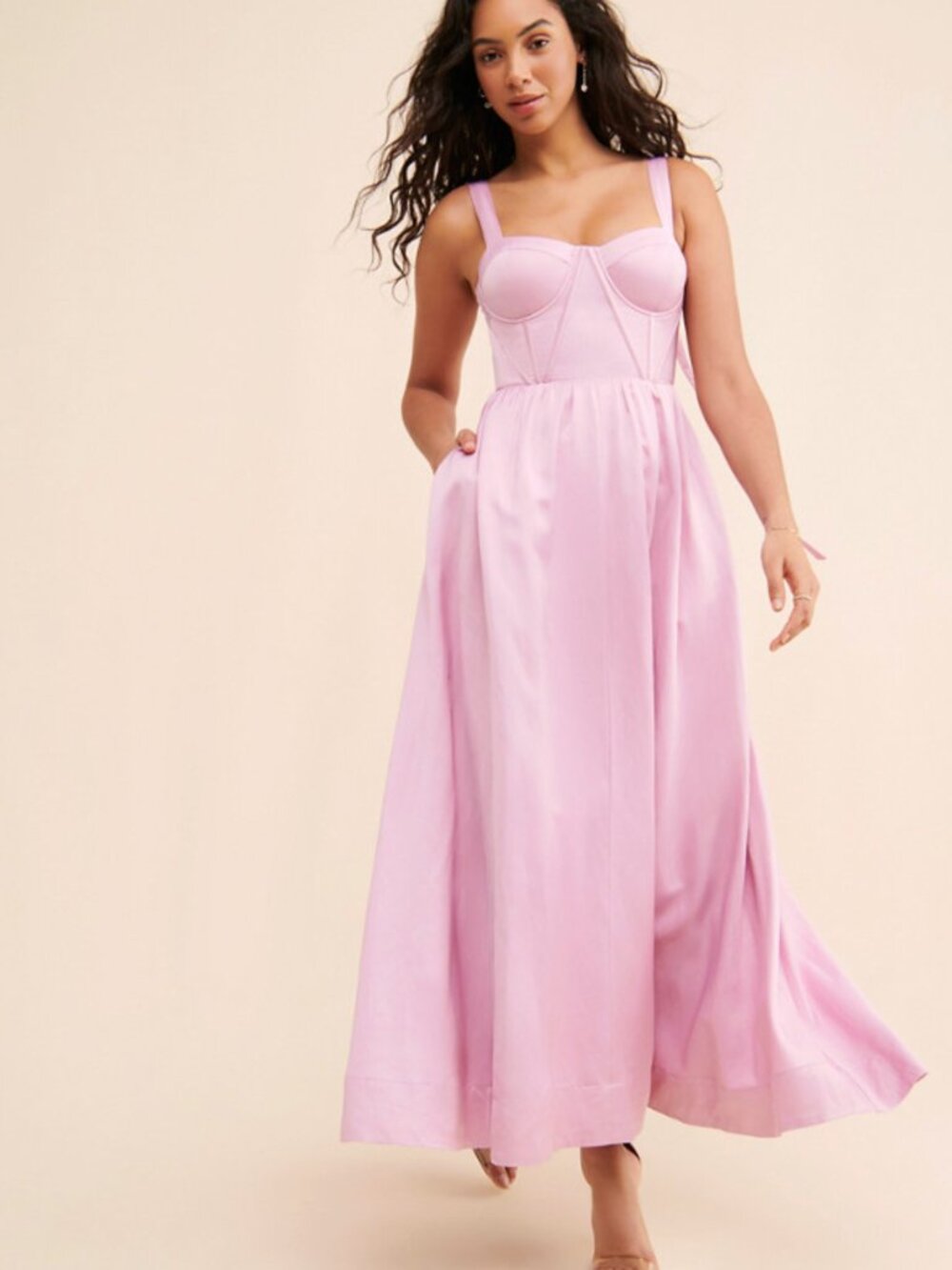 Aureta Showstopper Lilac Satin Corset Sweetheart Strappy Midi Dress Size L